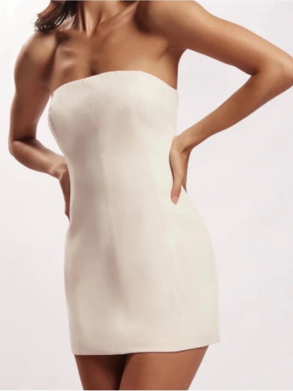 Meshki Strapless Mini Dress in Cream